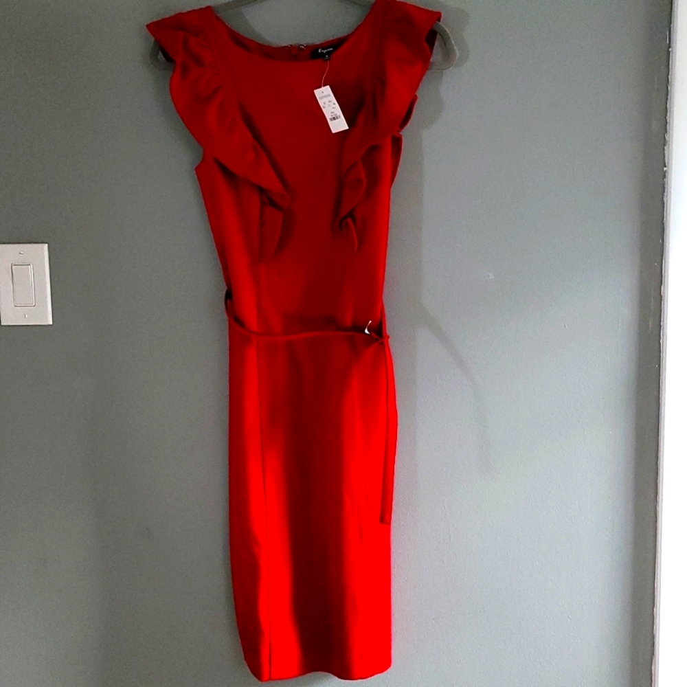 NWT Express Ruffle Red Dress Size Small